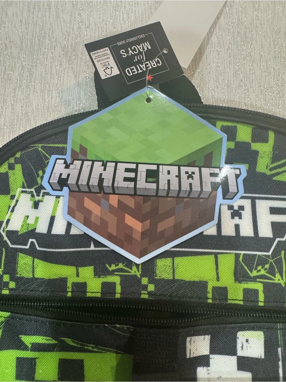 Minecraft Kids' Green Pixel Backpack with Matching Accessories